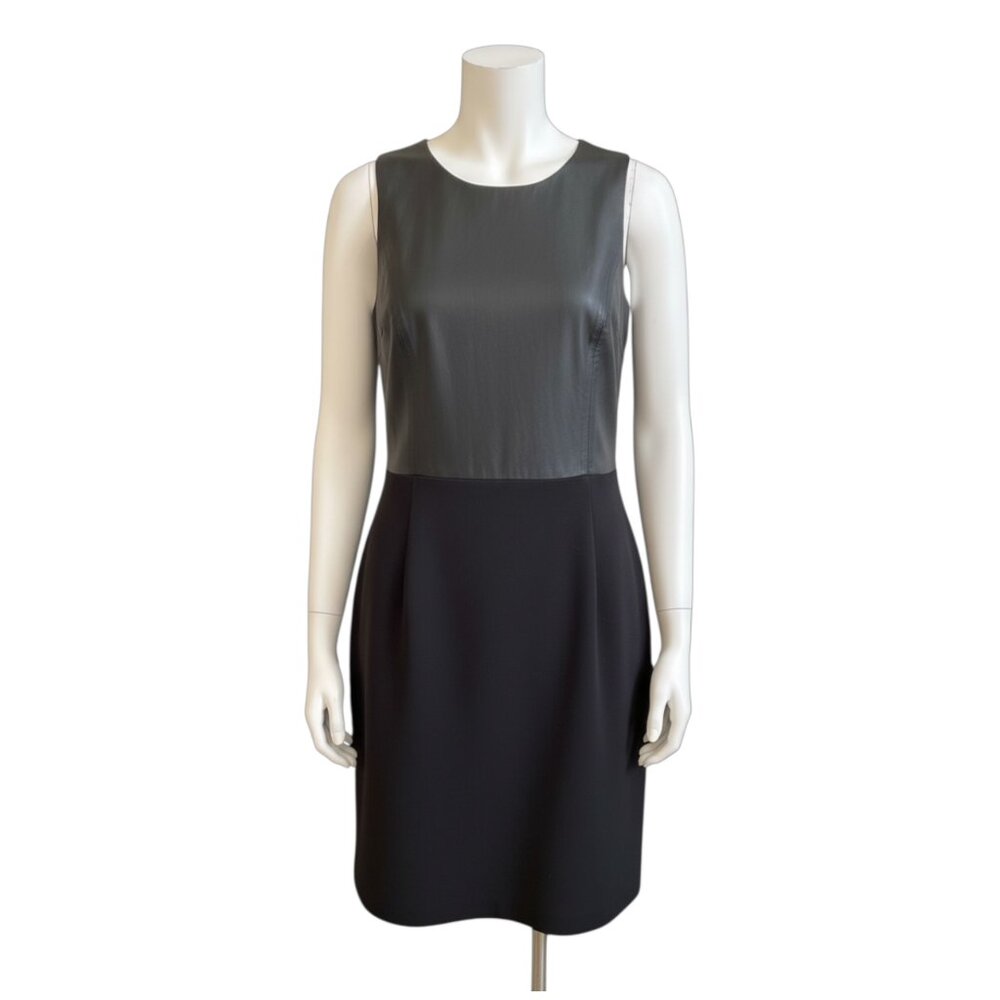 Michael Kors Lamb Nappa Leather Sheath Dress Size 6 Black Midi Y2K Office-core